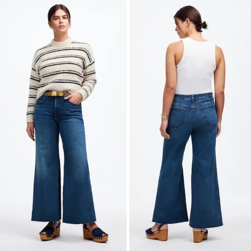 New! Madewell Flared Wide-Leg Crop Jeans 32